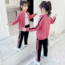 Girl Sports Suit 2022 Spring Autumn New Online Red Korean Version CUHK Child Clothes Trendy Ocean Gas Three Sets Tide
