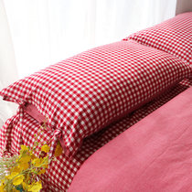 Sun-series brief red plaid washed cotton pure cotton sheet quilt cover pillowcase bed hat single piece three-four pieces set to do