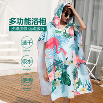 Cloak Bath towel Hooded quick-drying bathrobe Female adult Beach diving Swimming towel Clothing Travel sports large towel