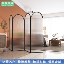 Nordic Changhong tempered glass screen foldable mobile floor-to-ceiling punch-free dining room Living room room Wrought iron partition