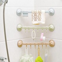 T Suction Rotating Towels Frame 6 connected hook frame multi - functional suction towel frame toilet Nordic towel rod
