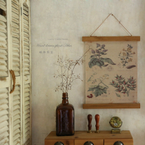 Sanshan home study desk wall decoration painting American retro scroll hanging painting plant flower map free of holes