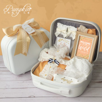 Baby gift box Mori female baby Summer spring autumn season orange orange dress cotton set Full Moon 100 year old gift