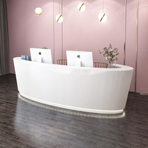 Company front desk reception desk curved paint desk simple modern white beauty salon fashion bar cashier