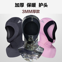 Shark Bart 3MM diving cap warm head protection with shoulder cover winter swimsuit with deep diving cap professional cold and waterproof