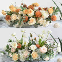 Korean hotel wedding table flower birthday party table top strip simulation flower homestay restaurant decoration decoration floral art