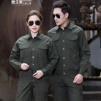 Summer long sleeve thin overalls set mens cotton labor insurance clothing variable short sleeve auto repair suit
