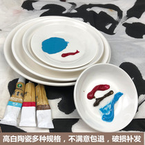 Jingdezhen Ceramic Plum Blossom Palette Art Round Porcelain Plate High White Chinese Painting Color Gouache Wenwen