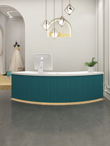 Clothing store cashier counter shop small simple modern beauty salon curvature light luxury bar paint reception desk