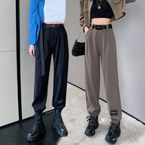 Feet overalls womens spring and autumn Harlan radish pants 2021 new pants slim waist casual pants suit pants