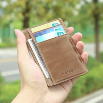 Ultra-thin card bag mens leather Korean multi card clip mini leather case drivers license womens simple small ID bag