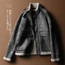 Stand collar fur one coat male Winter thickened Amei Kazi imitation fur coat Lamb hair pilot leather coat