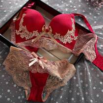 The year of Niu Dahong Bride wedding underwear women without steel ring bra set small chest gathering adjustment bra