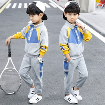 Boy Spring Festival set 4 to ten-year-old 12 CUHK Boy Boy 9 Sport Spring and Autumn Pure Cotton Sweater Two Sets Handsome
