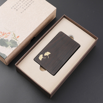 Creative solid wood business card holder gift box ebony large-capacity business business card holder high-end literary retro mens and womens red wooden business card box portable custom LOGO lettering commemorative gift corporate group purchase