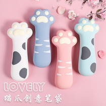 Creative stationery box Tide girl heart cat claw Silicone pen bag Female cute personality funny Japanese literature and art multi-functional large capacity net red ins Primary and secondary school students Junior high school childrens girl pencil box