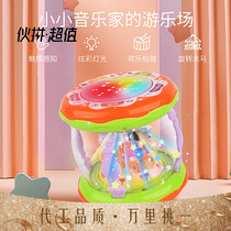 Childrens multi-function hand drum toy infant music story carousel early education beat drum educational toy