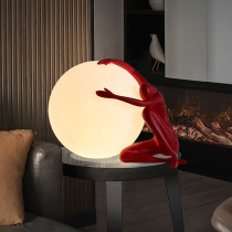 Nordic creative holding ball lamp living room Net Red personality hotel desk humanoid sculpture round ball bedroom bedside lamp