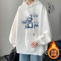 Hooded sweater men spring and autumn winter 2021 New ins Tide plus velvet padded coat clothes mens C