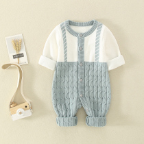 South Korea autumn female male baby conjoined sweater 100 days baby clothes spring and autumn set children cotton clothes