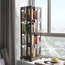 Solid Wood rotating bookcase 360 degree bookcase Storage bookcase students Home Childrens simple creative landing shelf