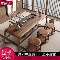 New Chinese tea table solid wood tea table modern simple tea table homestay Zen table and chair combination ash wood tea table
