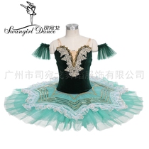 Girls ballet dress dark green puffy gauze dress performance dress children professional TUTU dress performance costume