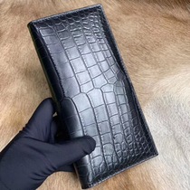  Imported crocodile leather wallet unisex long clutch horizontal two-fold card bag inside and outside crocodile leather suit clip