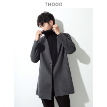Woolen coat men a button double-sided wool man long windbreaker autumn and winter Korean version of English jacket ins