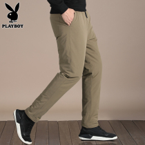 Playboy winter down casual pants mens 2021 new trend loose thick warm long pants mens pants