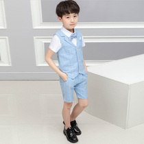 Boy suit suit summer short sleeve three-piece casual vest performance flower girl dress children suit men