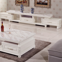 Simple modern simple European marble TV cabinet Coffee table combination European paint telescopic new living room TV cabinet