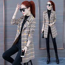 Grey Dress Woman Spring Dress 2022 New Korean Version Loose Suit Collar Small Double Row Buttoned Casual Blouse Jacket