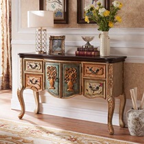 Porch cabinet American retro porch table porch living room wall decoration Cabinet sideboard solid wood storage cabinet bedroom bedroom