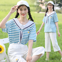 Junior high school students summer suit girls Big children summer clothes High School Girls Fashion leisure Net red water handwear college style