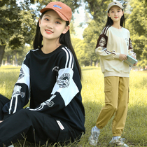 Junior high school students autumn coat girl big child long sleeve T-shirt coat spring and autumn high school girls tide card style
