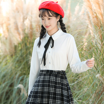 Autumn and winter white long-sleeved shirt JK girl Academy style inside high school girls junior high school students Korean shirt