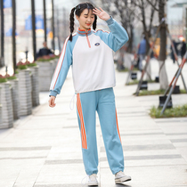 High School junior high school students fashion girl Net red suit girl spring dress college style Korean loose sports two-piece set