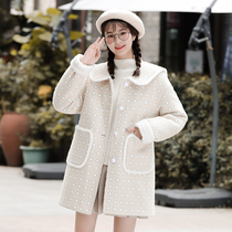 Girl winter cotton coat coat college style junior high school students Korean version of thick imitation mink fluffy coat medium length