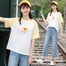 High school girls Summer Suit Girl little Daisy Korean version of Joker junior high school students summer short sleeve t-shirt two-piece set