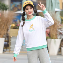 Junior high school students girls Korean version of sweet academic style spring and autumn high school girls are all-match inside cartoons