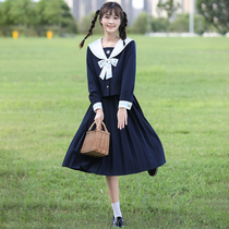 Genuine jk uniform skirt suit full set of academic style high school junior high school students autumn clothing Japanese Navy sailor dress