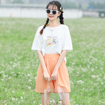Junior high school students summer T-shirt loose Korean version of Joker girl Big Boy personality cute cat summer short sleeve shirt