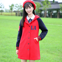 Girl Korean version of thick slim wool jacket long autumn and winter new junior high school students woolen coat winter clothing