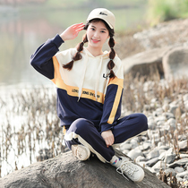 Autumn girl High School students Korean leisure fashion sports suit female college style junior high school students autumn two-piece set