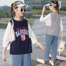 Meteor love junior high school students autumn girl suit high school girls autumn 13-year-old 15 sports leisure two-piece set