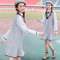 Meteor love girl Autumn junior high school students Korean version of slim dress middle school students spring and autumn skirt tide
