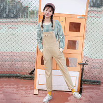 Girl autumn 2020 students new junior high school students Korean version of leisure strap pants middle school students spring and autumn jumpsuit