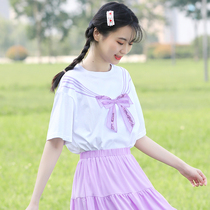 Girl Big Boy summer short sleeve T-shirt loose foreign gas High School junior high school students summer sweet girl cute shirt