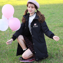 Girls winter clothes college style junior high school students Korean version of thick down cotton clothes long high school winter coat women